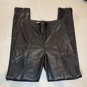 Idem Ditto Pants Black Faux Leather Womens Small Skinny Front Slit High Rise